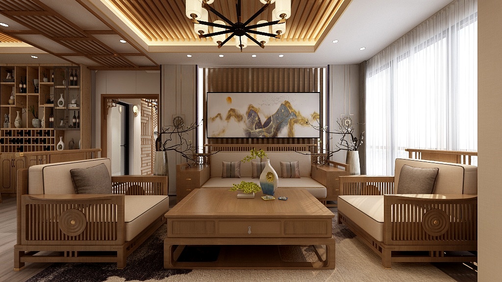 124㎡-新中式會(huì)所-質(zhì)樸的山水情